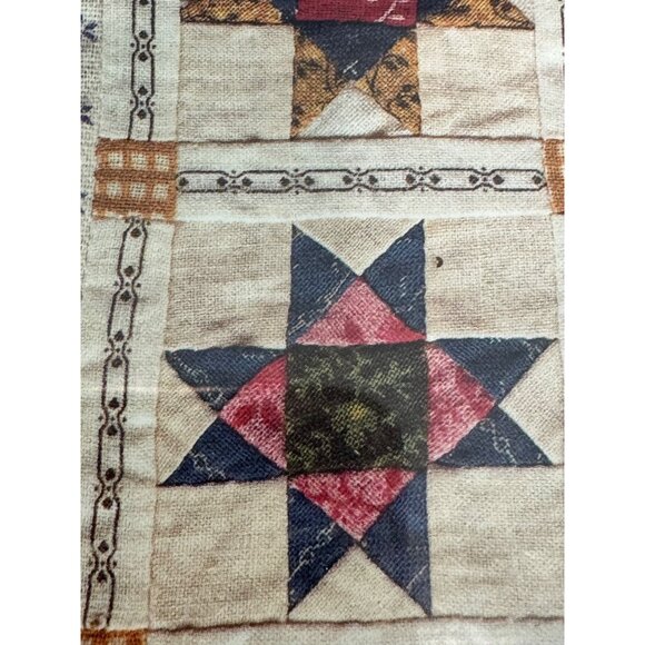Vintage ? Framed Quilt Star Patchwork Print Wall Art 10"x10" With Rustic Wooden - Picture 14 of 16